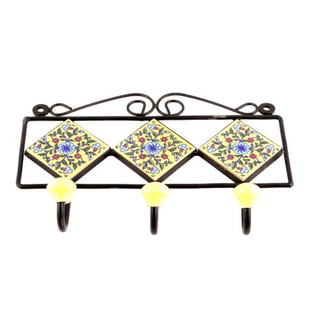 Yellow Forest Green Leaf Red Tiny Flower Tiles Hooks